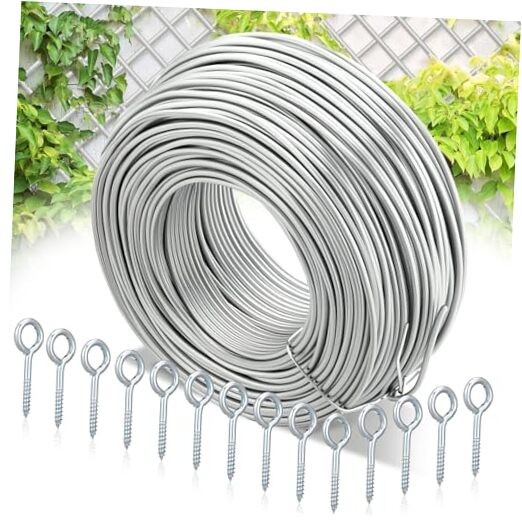 200 ft Wire Trellis Kit 16 Gauge Galvanized Coated Steel Garden Wire Trellis