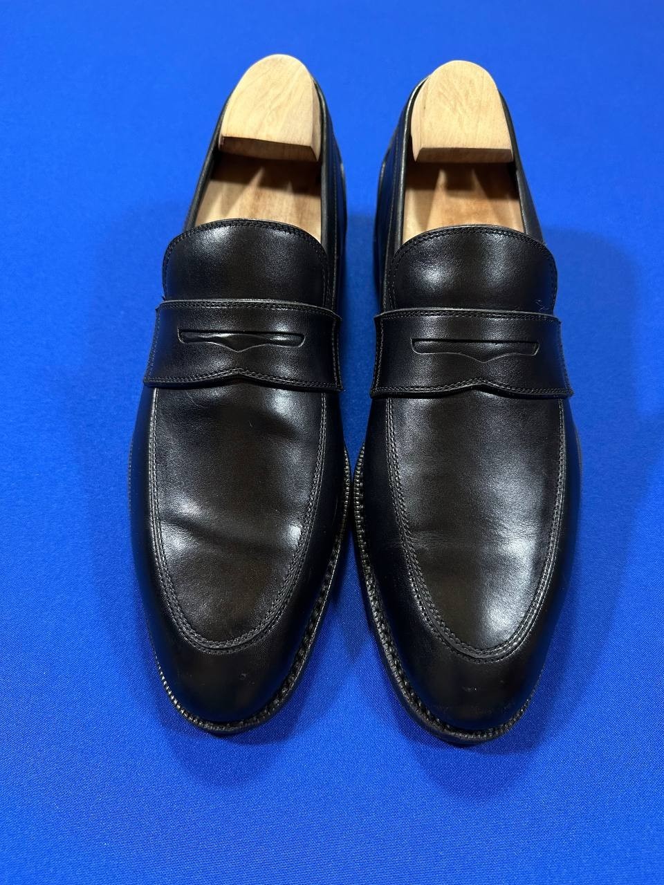 Ermenegildo Zegna men’s black leather penny loafers dress shoes SZ EU 6, US 7