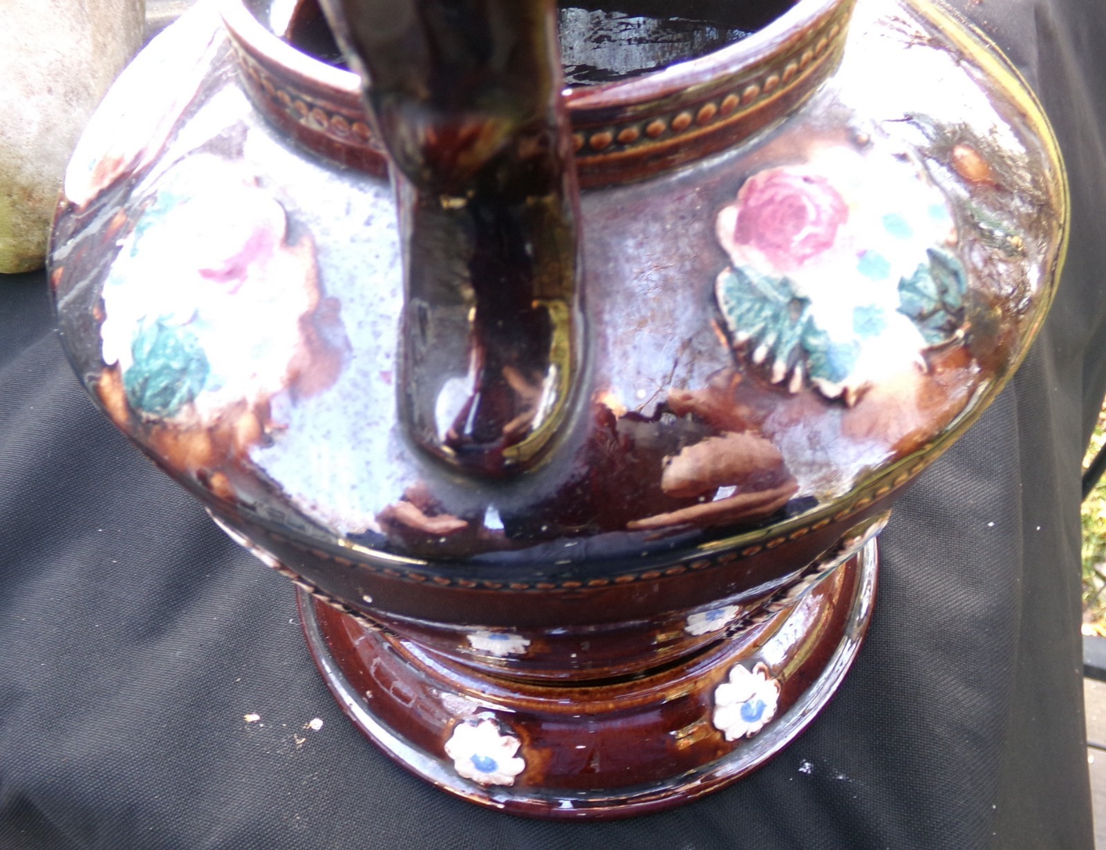 RARE MEASHAM BARGEWARE TEAPOT WITH LID UNDER PLATE "FORGET ME NOT 1907