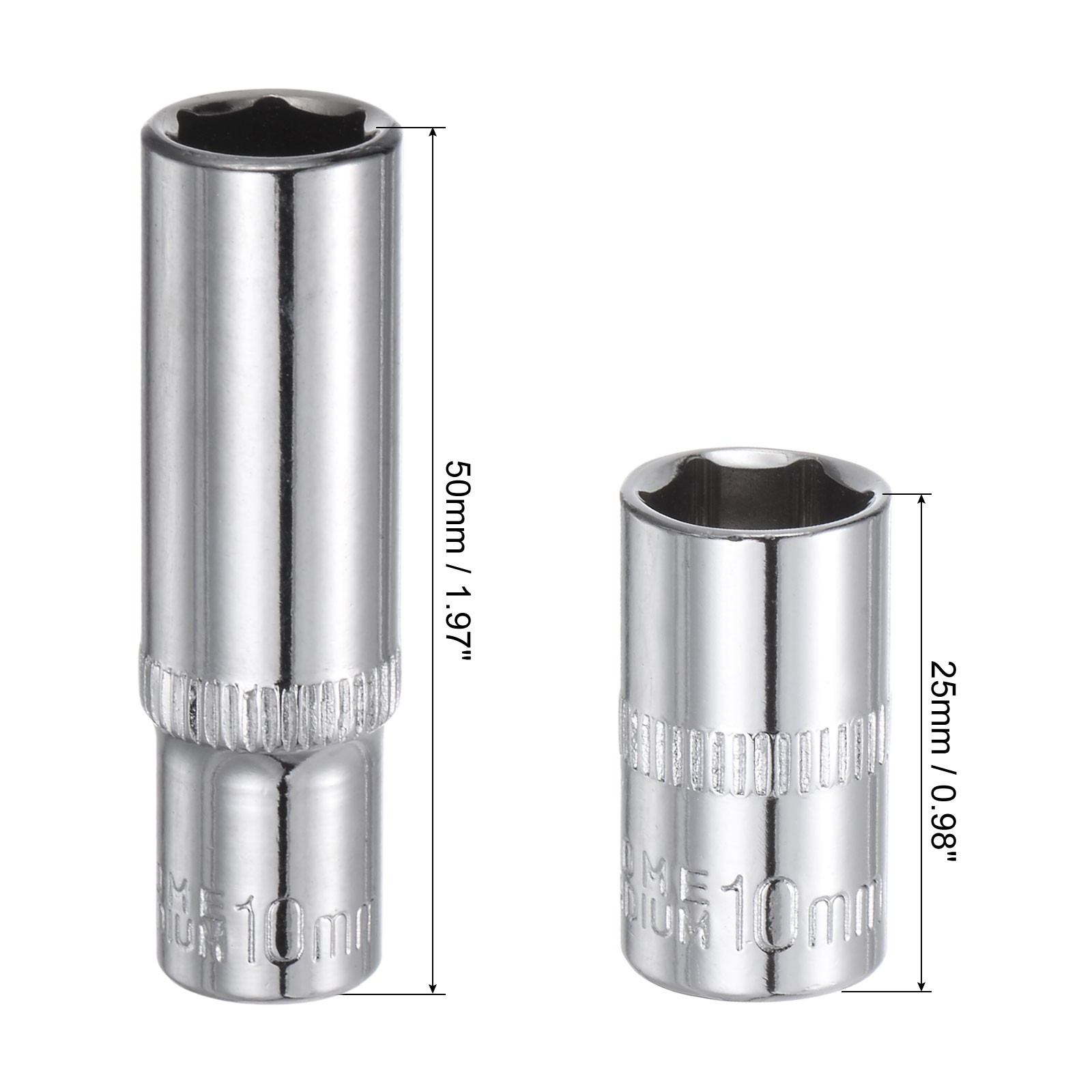 8Pcs 10mm 1/4" Drive Shallow Socket for DIY Repair Automotive 6-Point