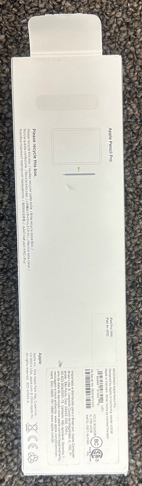 Apple Pencil Pro White MX2D3AM/A - A2538 - OPEN BOX