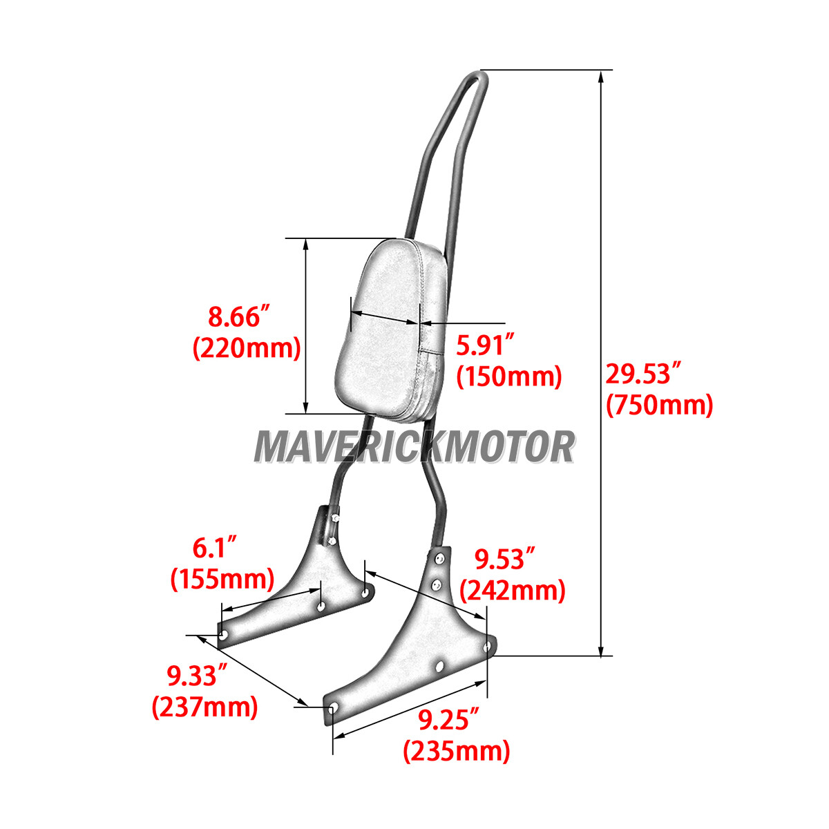 Backrest Sissy Bar For Harley Heritage Softail Classic FLSTC FLST Fatboy FLSTSC