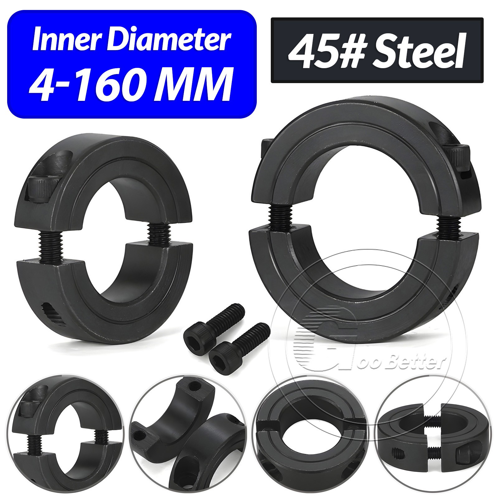 45# Steel Shaft Collar Double Split Steel Metric Clamp Collars Ø 4mm-160mm