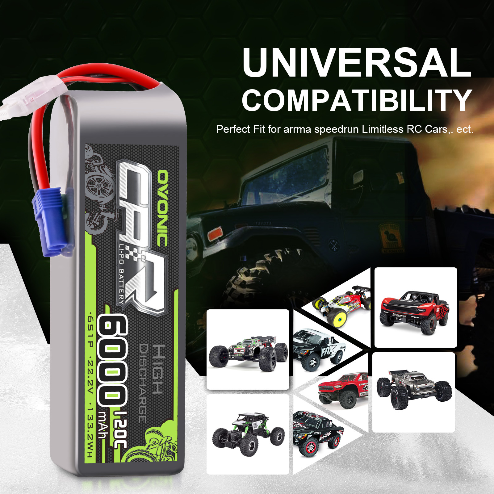 2x Ovonic 22.2V 6S 6000mAh 120C Lipo Battery EC5 for RC Car Truck Heli Jet Boat