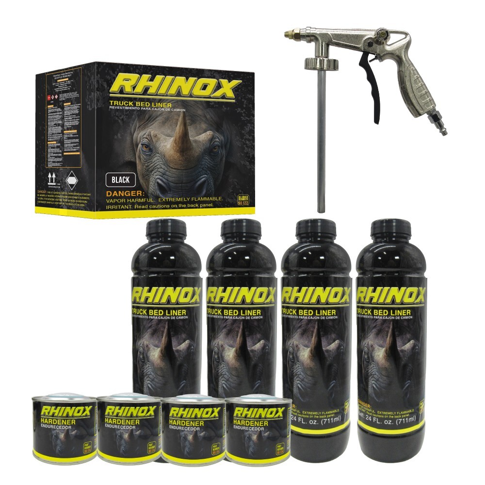 Rhinox Black 1 Gallon Urethane Spray-On Truck Bed Liner Kit with Spray Gun