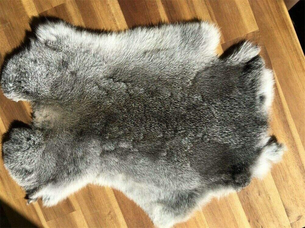 High Quality Soft Natural Gray Rabbit Skin Pelt Real Fur Craft Decro 8-14'' US