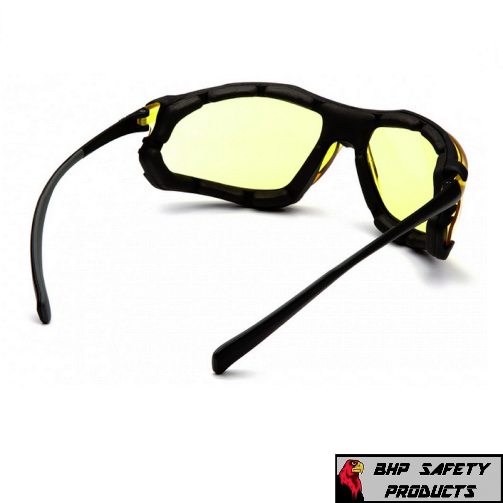 Pyramex Proximity Safety Glasses Foam Padded Black Frame Amber Anti-Fog Lens