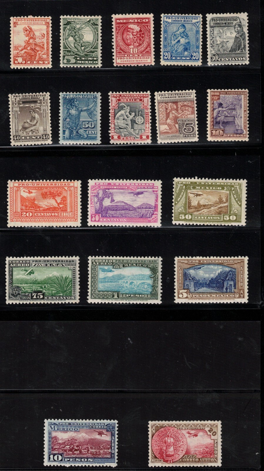 Mexico #698 - #706 #C54 - #C61 #RA13b Very Fine Mint Lightly Hinged Set