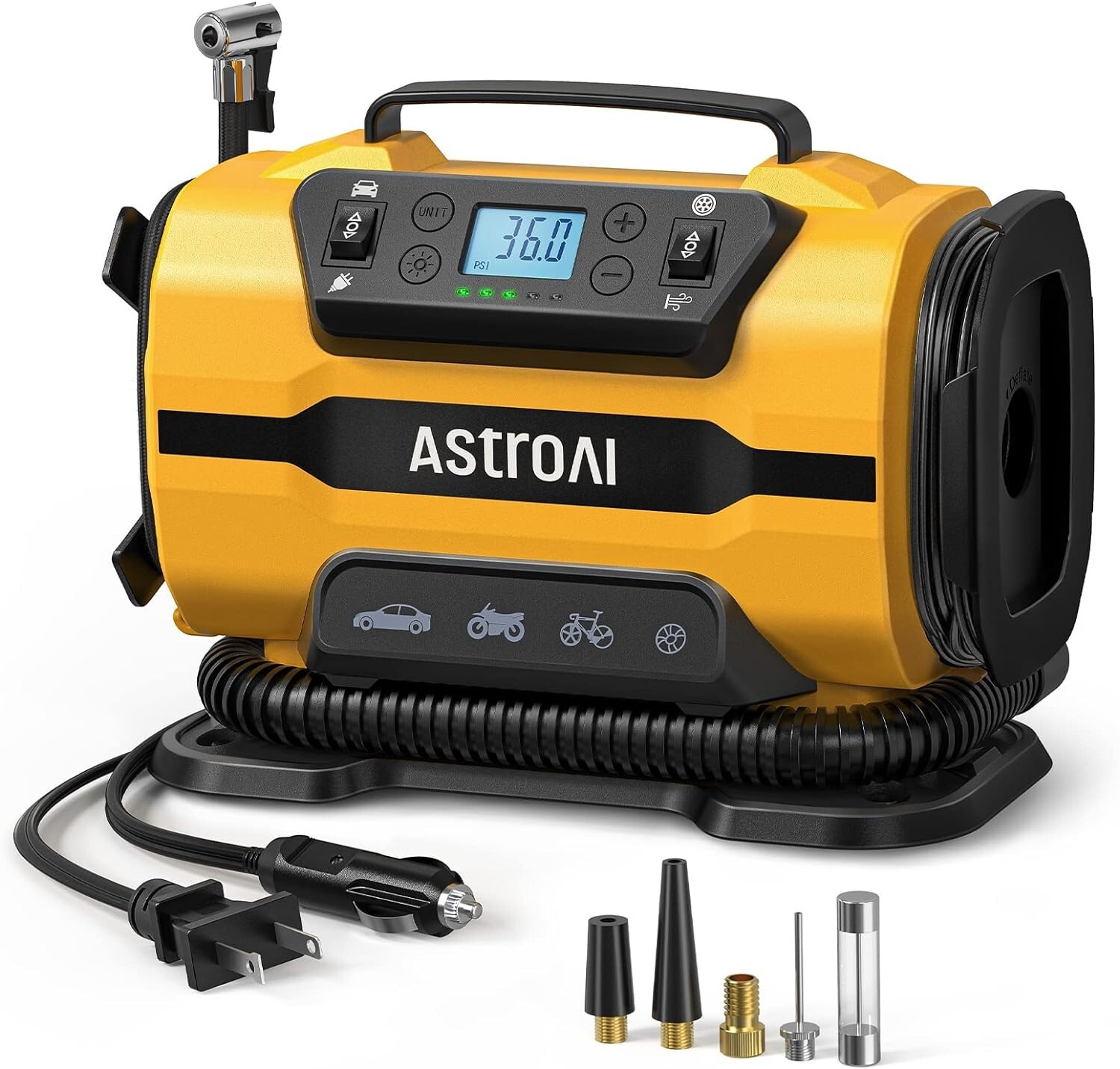 AstroAI Tire Inflator Portable Air Compressor Pump 150PSI 12V DC/110V AC NEW