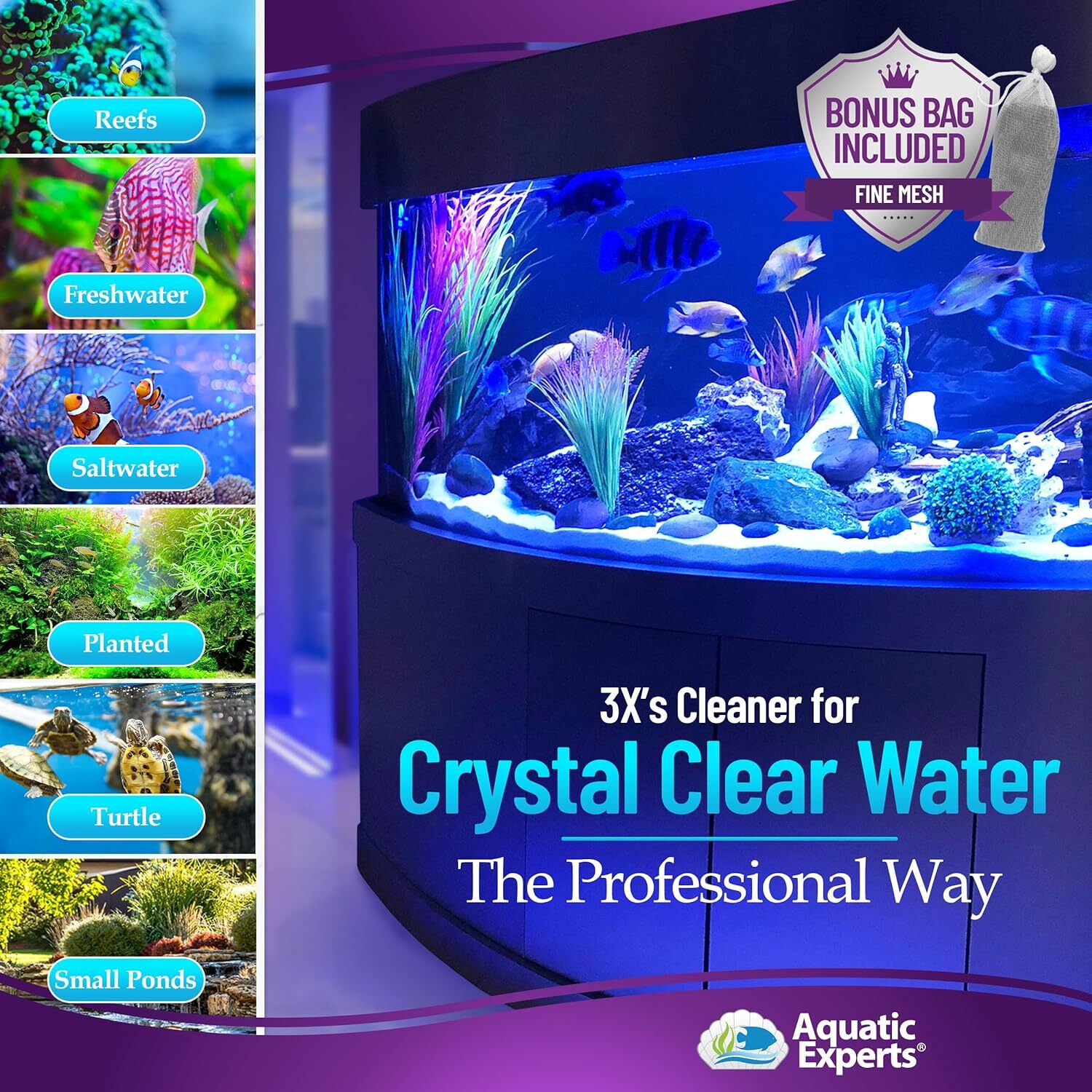 Premium Activated Carbon Aquarium Water Filter Charcoal Media with Fine Mesh Bag