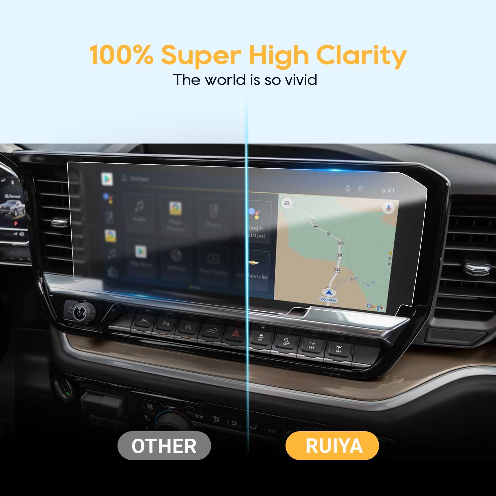 RUIYA Car Screen Protector Tempered Glass 13.4-in For 2022-2024 Chevy Silverado