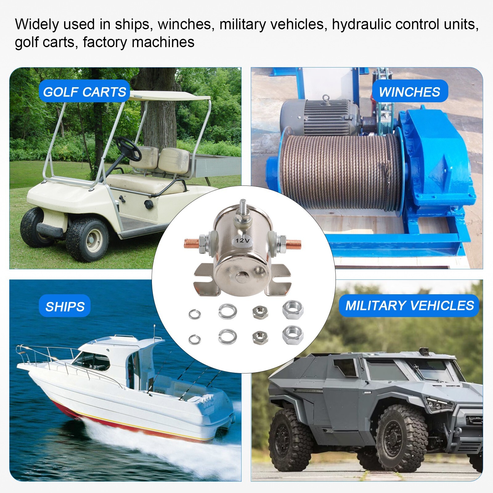 Max 200A 12 V Continuous Solenoid Relay 3 Terminal Heavy Duty Winch Marine