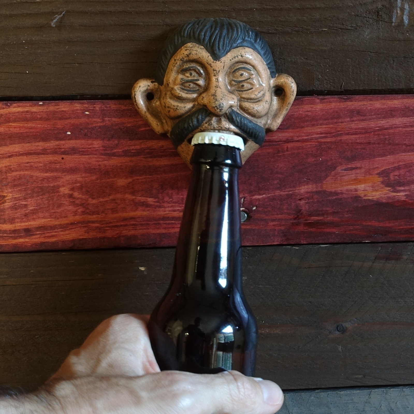 Four Eyed Pepe Cast Iron Wall Mounted Bottle Opener - Bar, Man Cave, Pub, Garage
