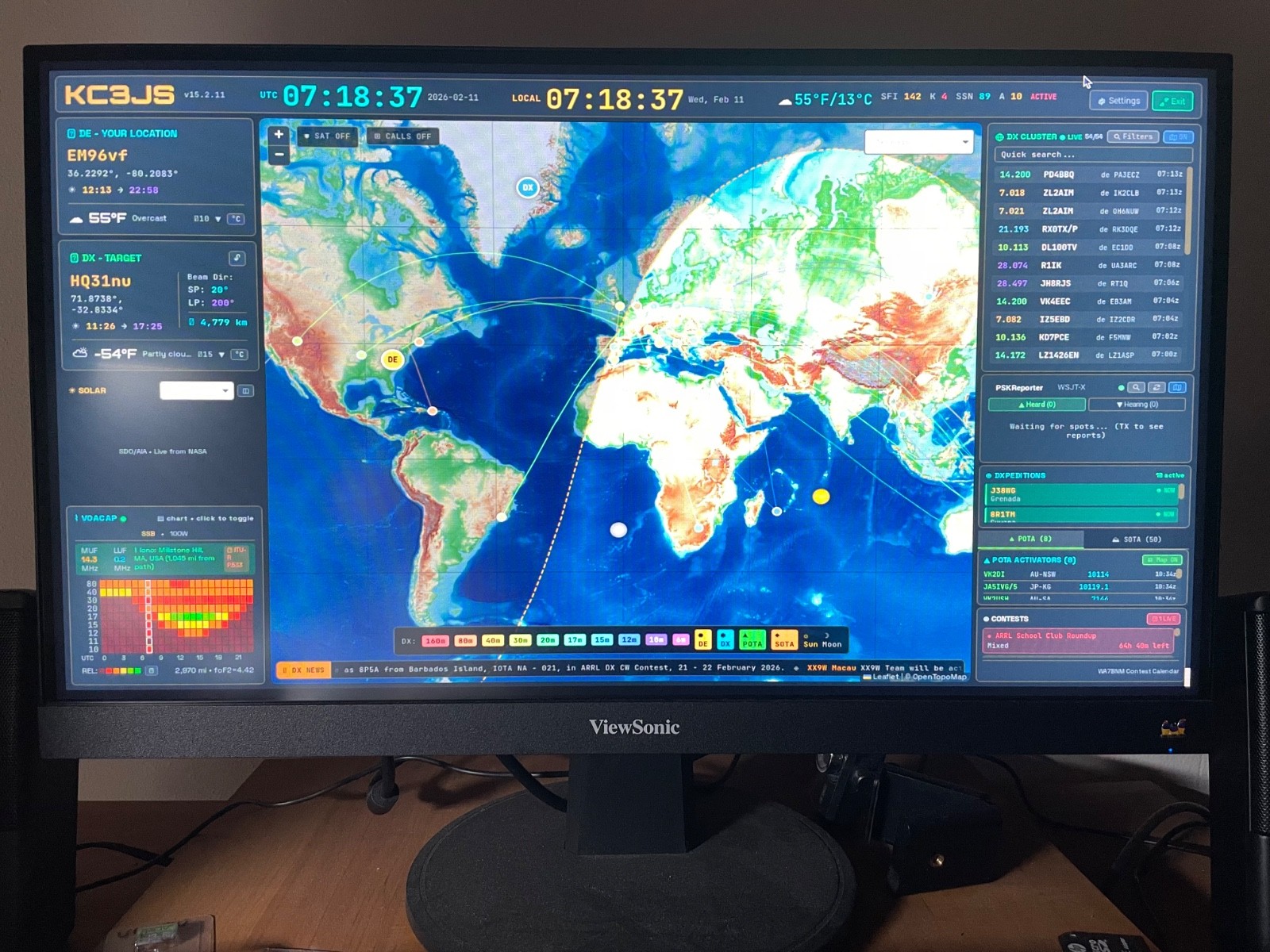 HamClock-Ham Radio World Clock on Pi-3A+ (Includes 3-port USB hub with Ethernet)