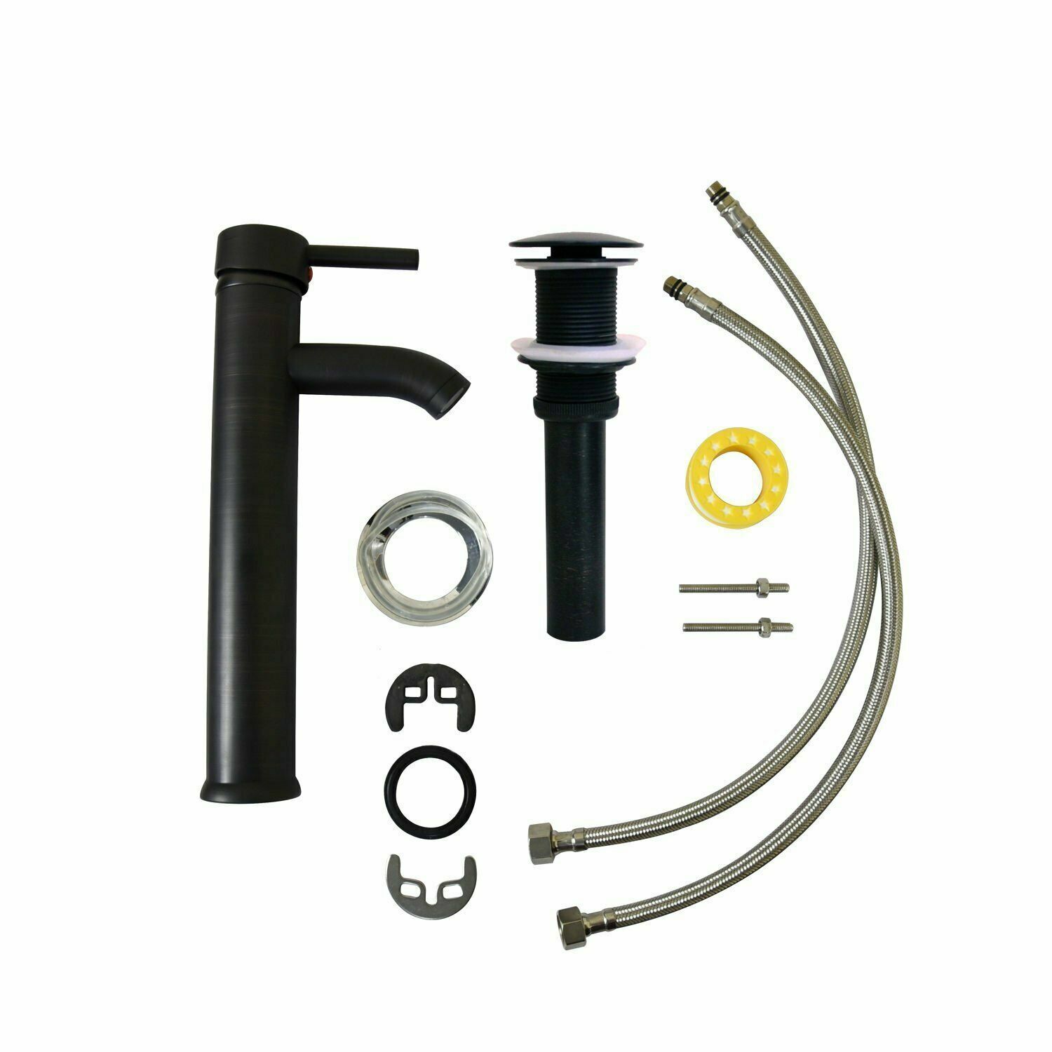 Bathroom Tempered Glass Vessel Sink Counter Pop Up Drain Basin ORB Faucet Bowl