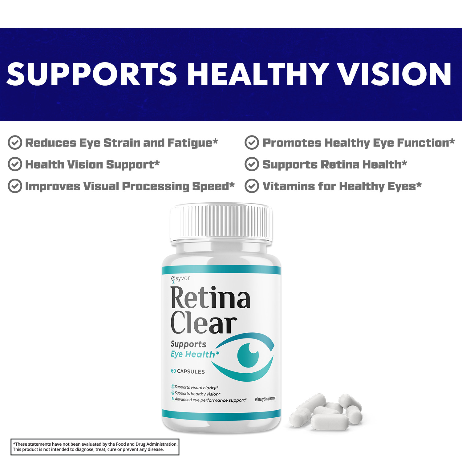 (3 Pack) Retina Clear Capsules, RetinaClear Eye Health Support (180 Capsules)