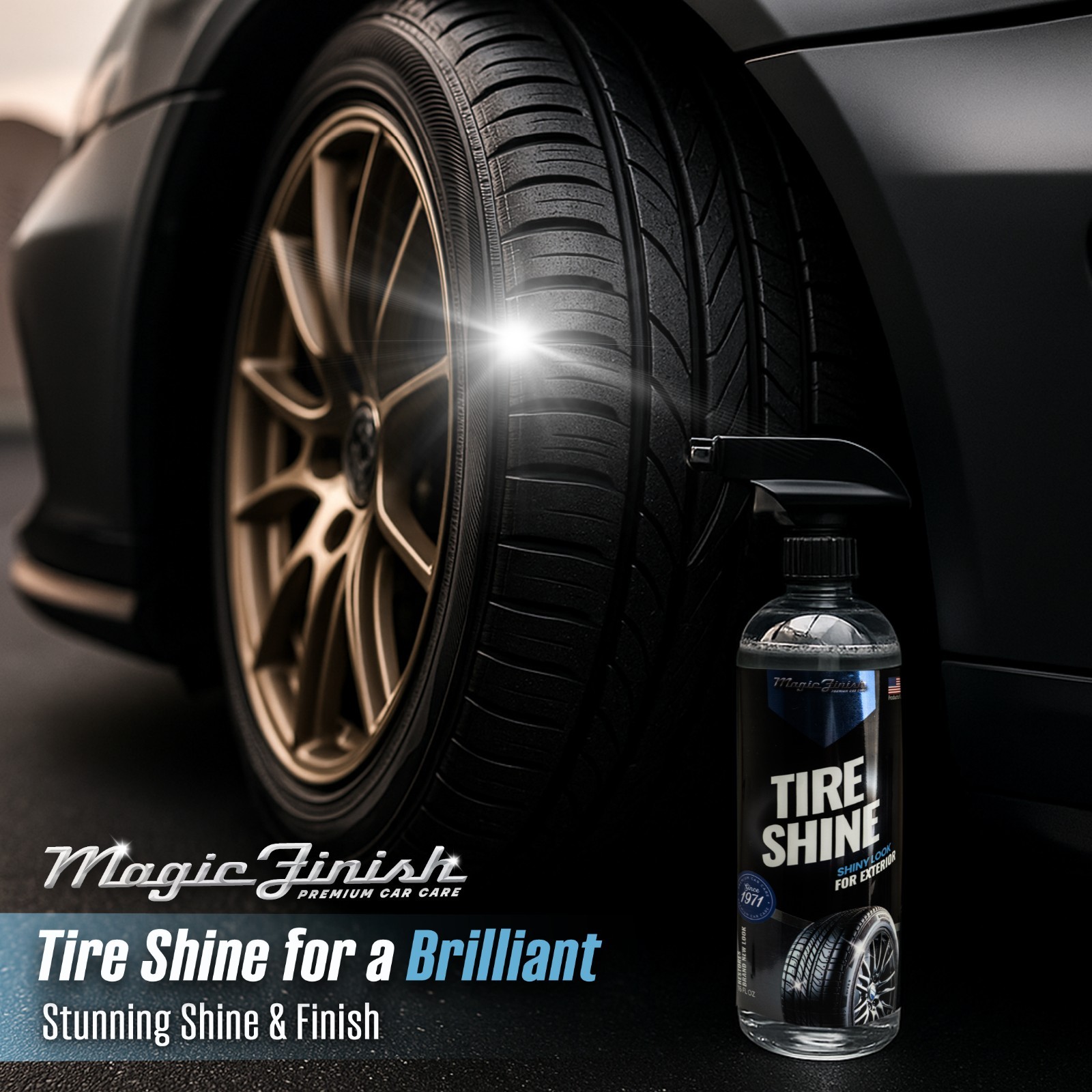 Tire Shine (16 fl oz) – Silicone-Based Tire Dressing for Long-Lasting Wet Look