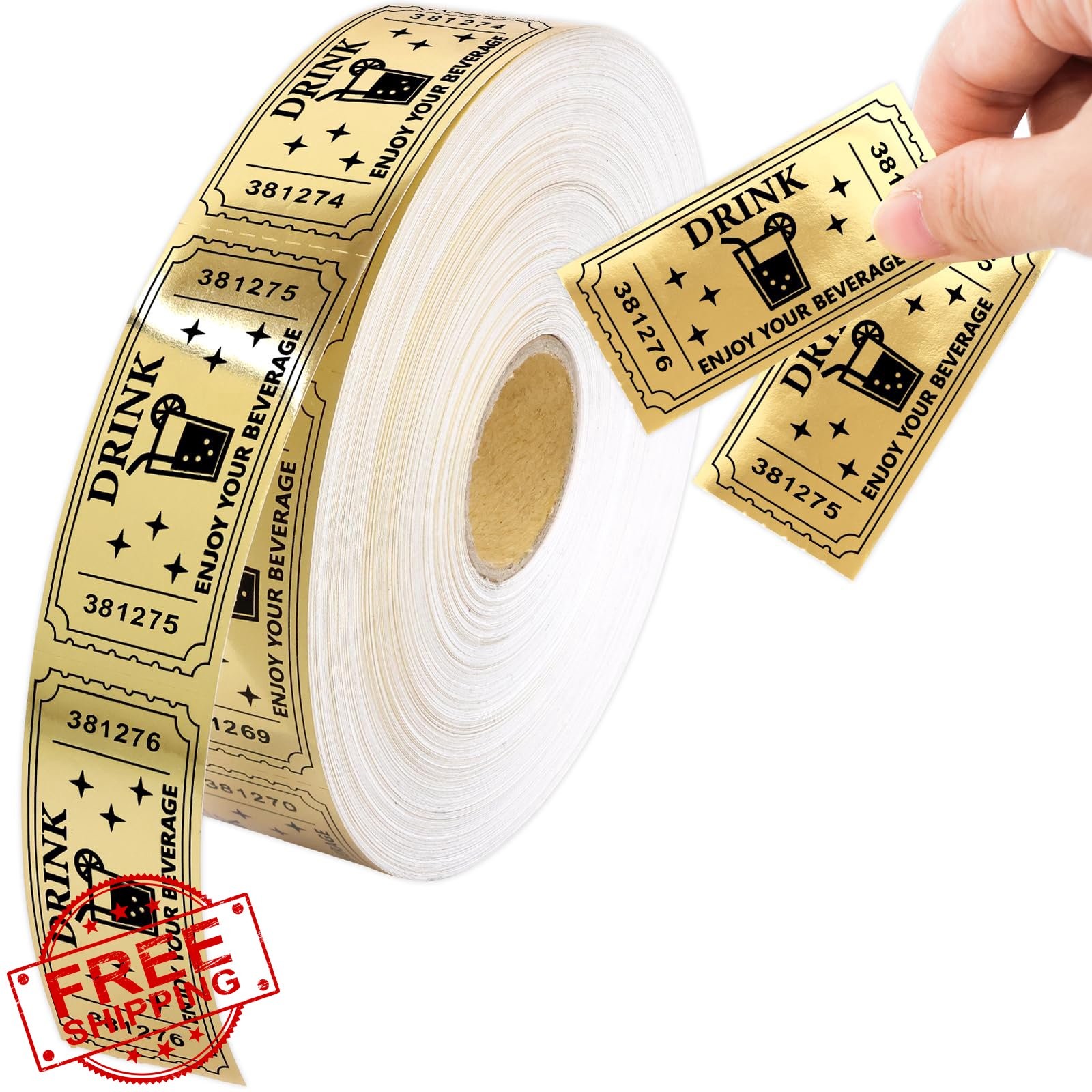 Ceiba Tree 1000 Gold Raffle Tickets Roll Drink Tickets Event Party Supplies