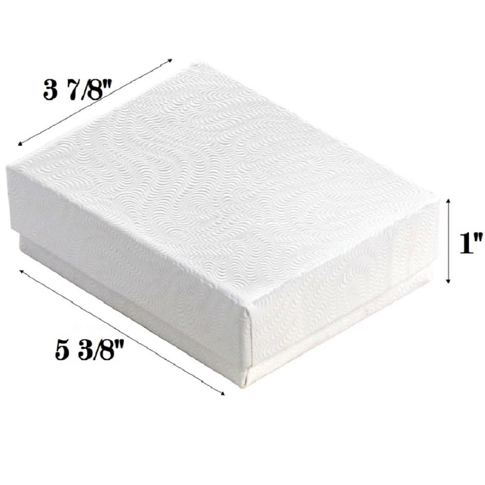 100 White Swirl Cotton Filled Jewelry Boxes 3 1/4" x 2 1/4" x 1"H