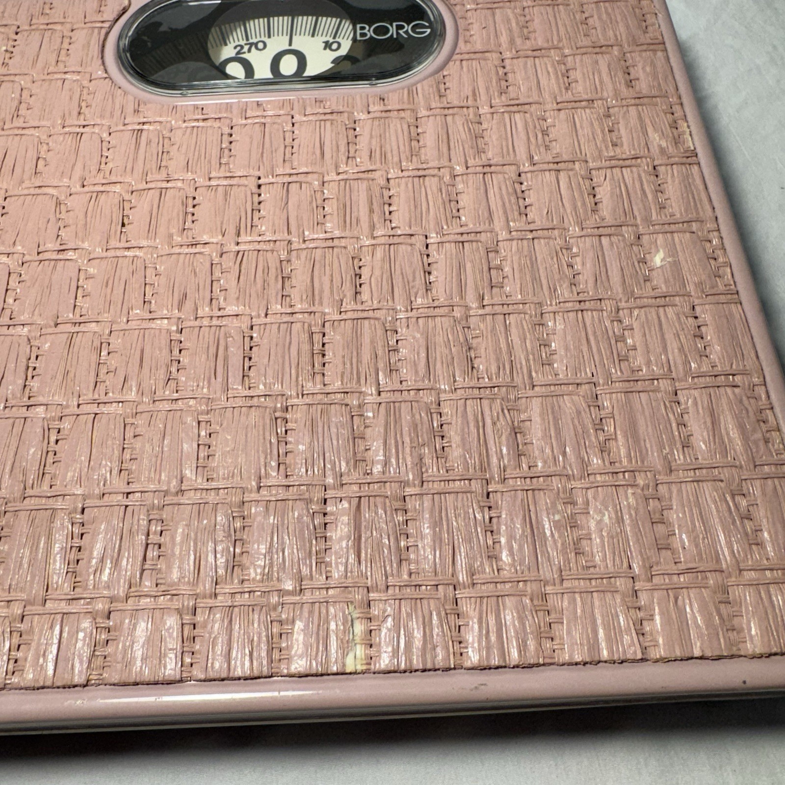 Vintage BORG Bathroom Scale Pink Lilac Woven Working