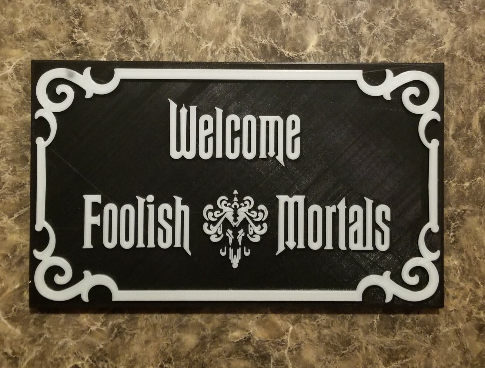 9" Glow in the Dark Haunted Mansion Inspired Welcome Foolish Mortals Prop Sign