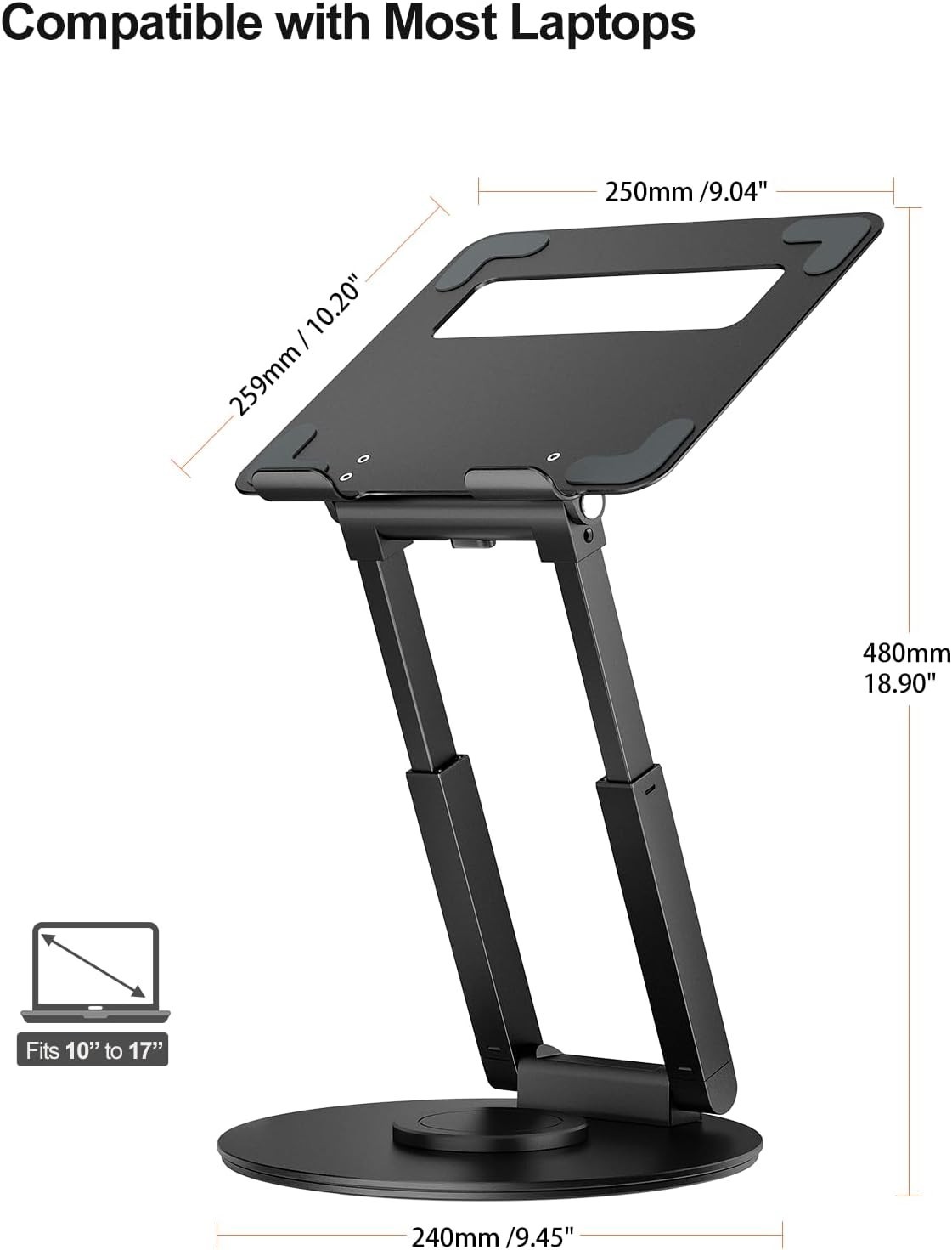 Adjustable Laptop Stand with 360° Rotation for Improved Posture and Space-Saving