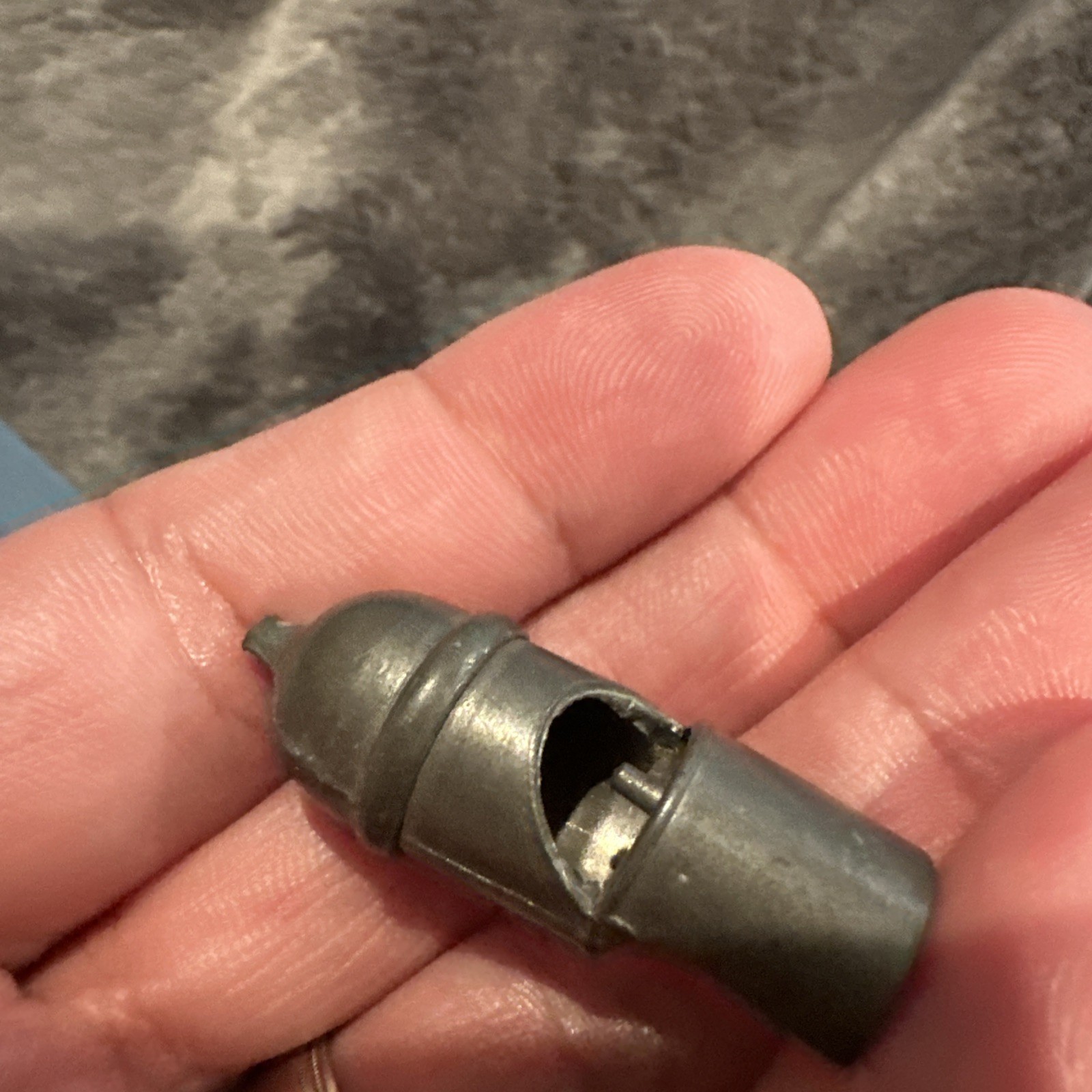 Revolutionary War 18 Century Rifleman’s Pewter Whistle With Wooden Pea Inside