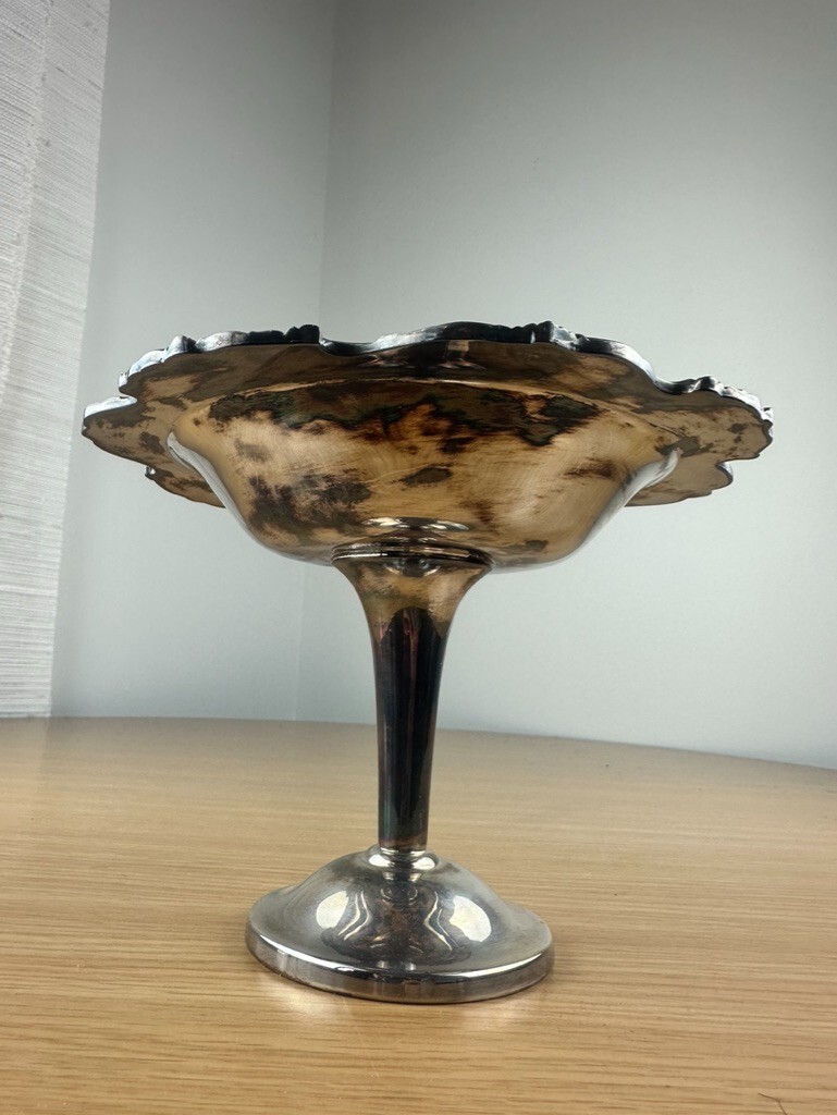 VINTAGE WALLACE ROYAL ROSE SILVER COMPOTE TAZZA FOOTED TRAY