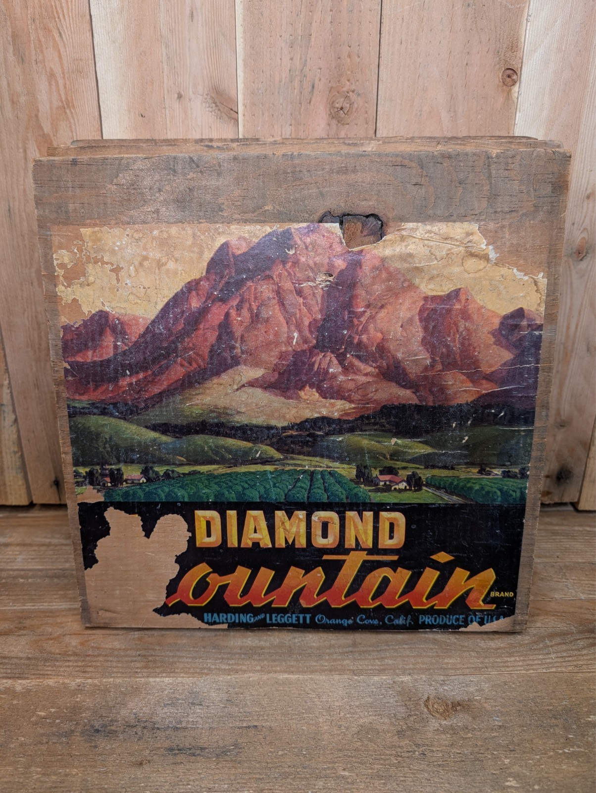 Original 1940s "Diamond Mountain" citrus label Harding & Leggett CA Vintage