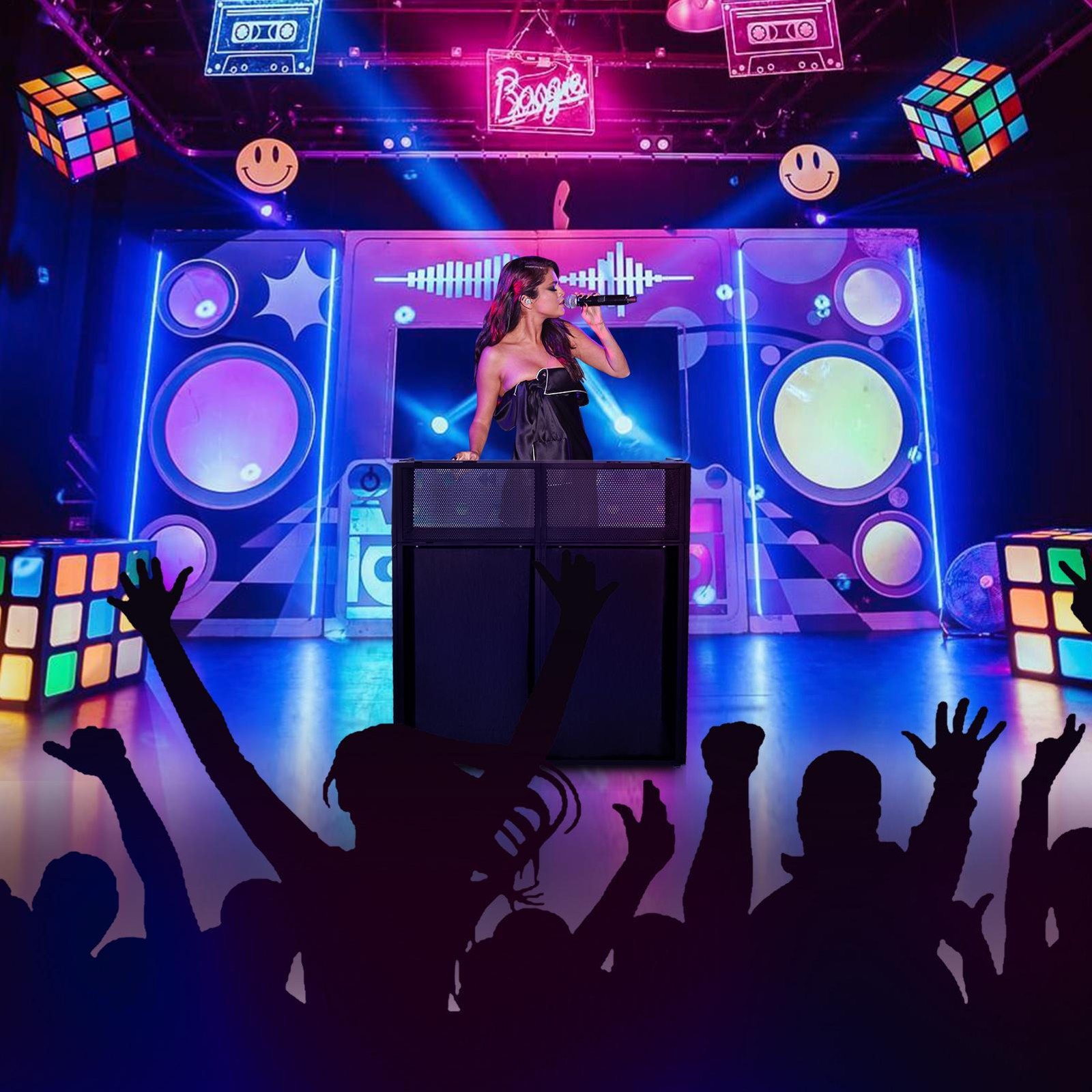 Portable DJ Facade Booth 41"Lx45"Hx20"W DJ Table Stand Booth DJ Table Station