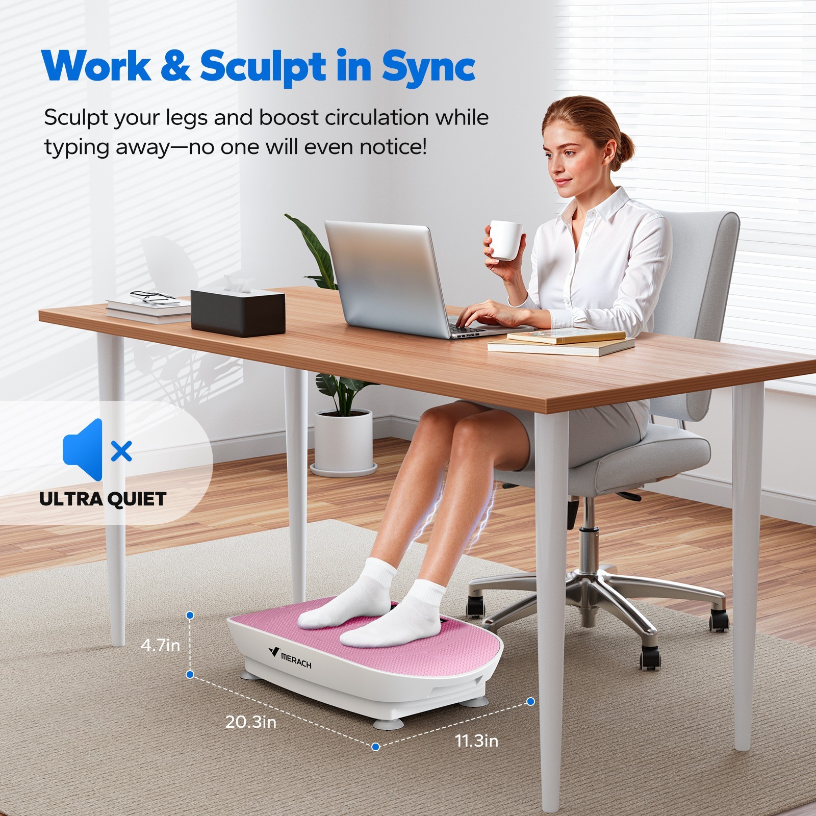 MERACH Slim Vibration Plate Quiet Compact Vibration Plateform Exercise Machine