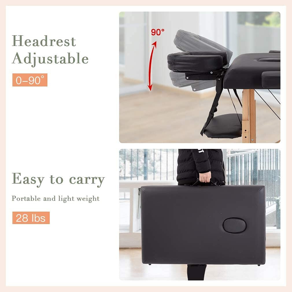 New Massage Table Massage Bed Spa Bed 73" Long Portable 2 folding W/ Carry Case