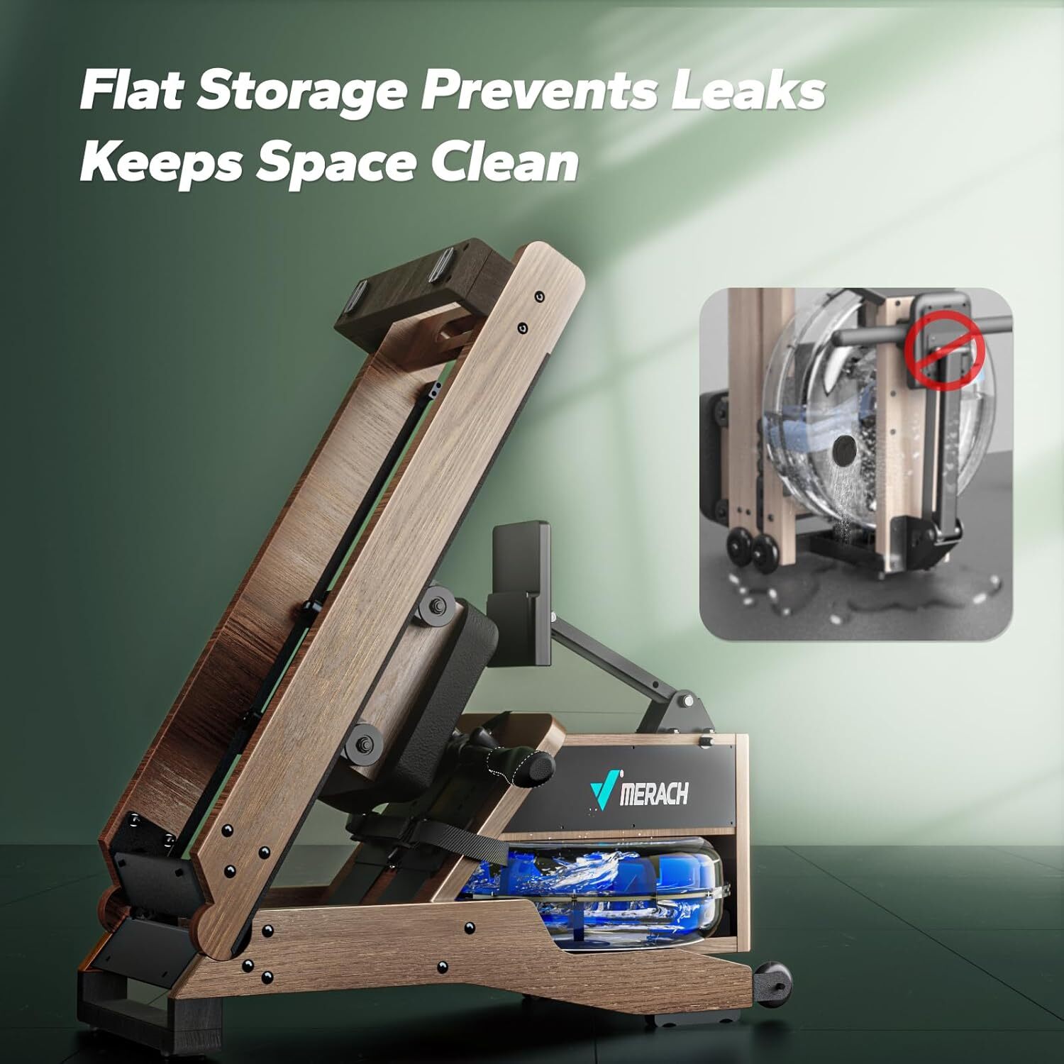 MERACH Oak Wood Water Rowing Machines for Home with 12 Enhanced Resistance Blade