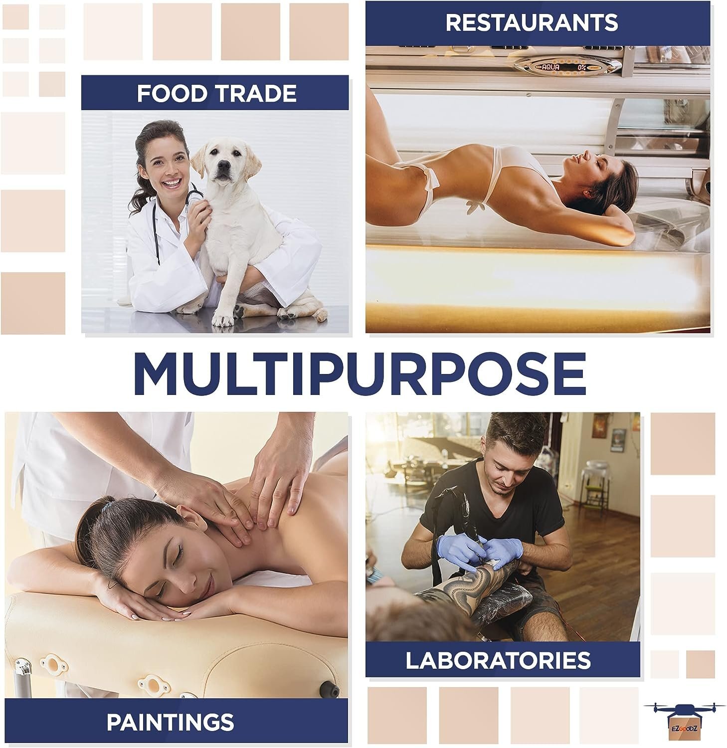 Disposable Lab Coats 38" Long 100ct Blue Adult Work Gowns Medium SMS 40 gsm PPE