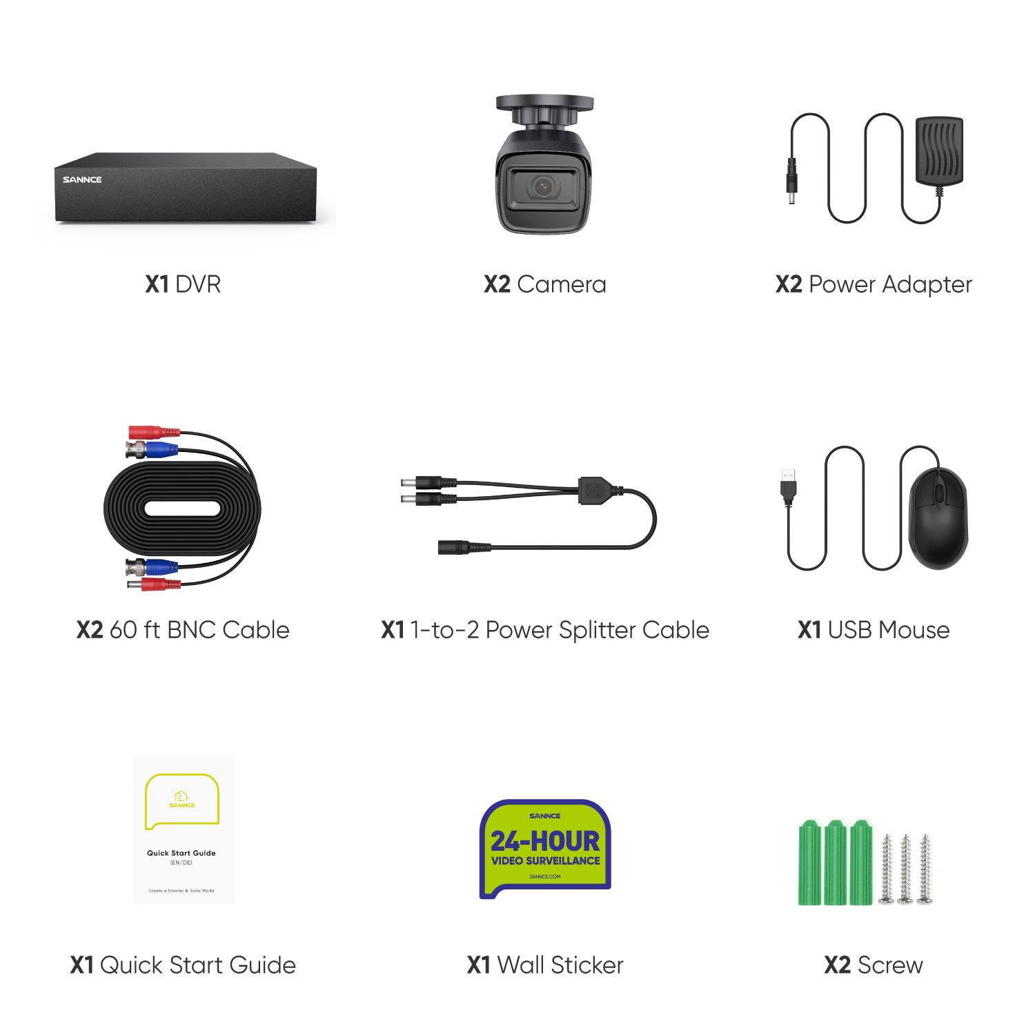 SANNCE 8CH 1080P Lite DVR 2MP Security Camera System AI Human Detection IR Night