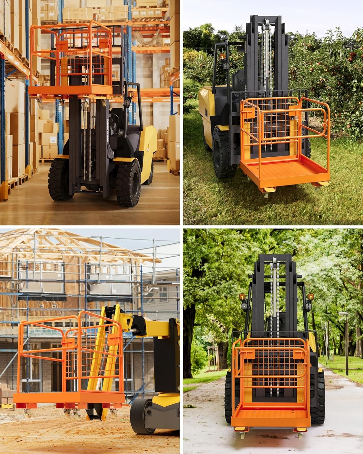 Collapsible 36"x36" Forklift Safety Cage 1-3 Person Work Platform Basket 1200LBS