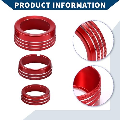 AC Air Conditioner Gear Shift Headlight Media Control Switch Knob Cover for Red