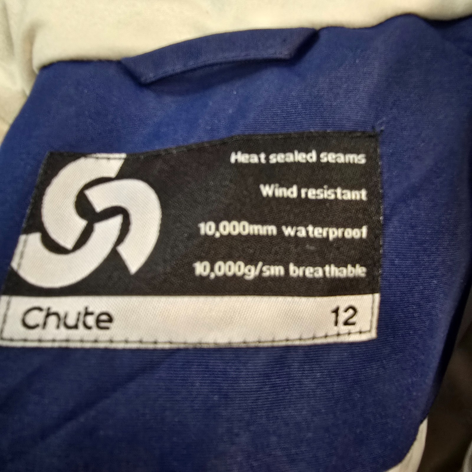 Chute Girls Skii Jacket Size 12 Blue Ivory Hooded Long Sleeve Waterproof