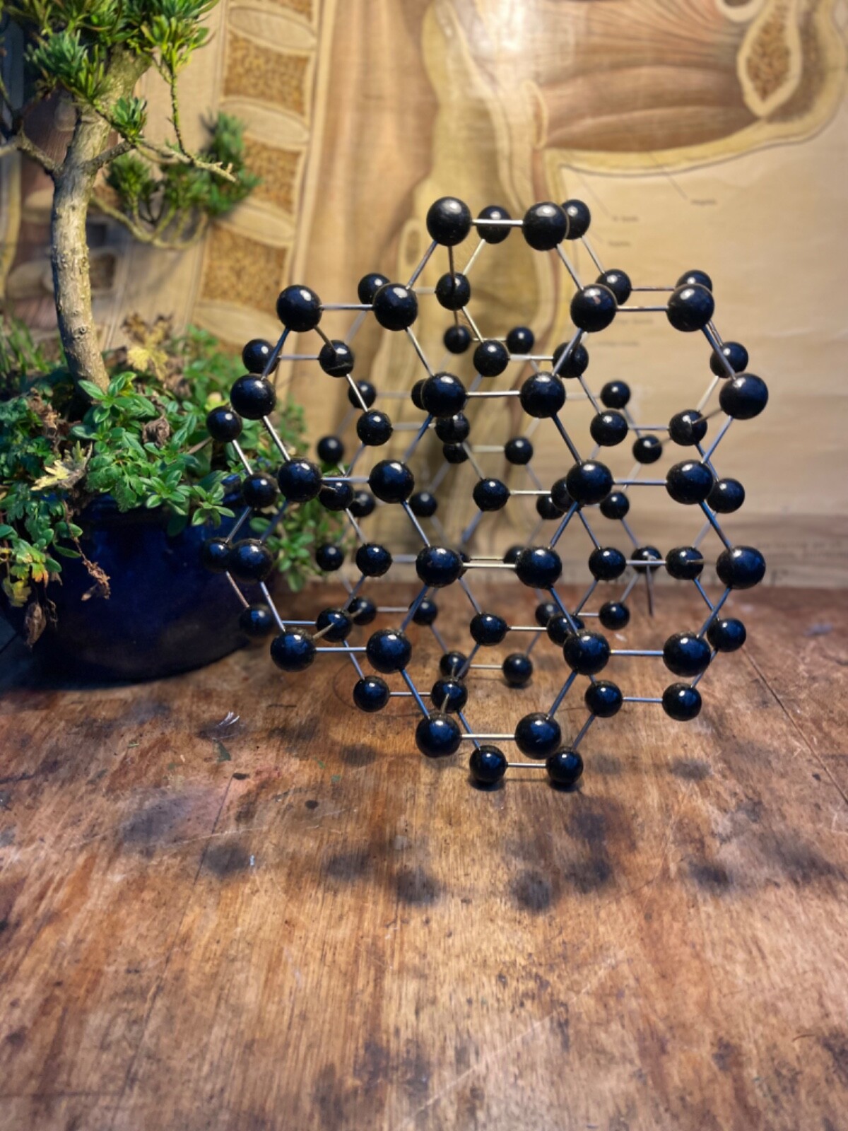 Vintage GRAPHITE educational atomic molecular model chemistry crystal structure
