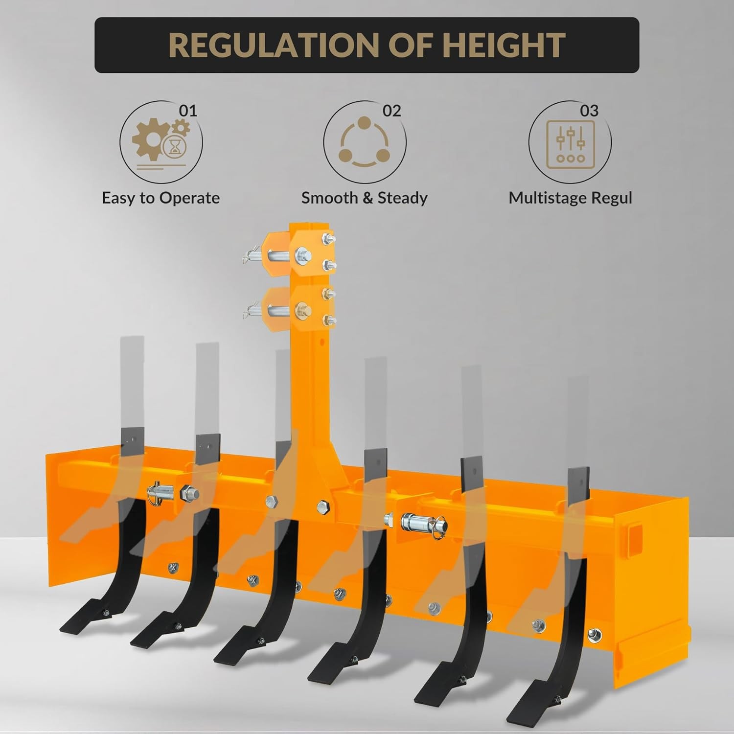 55" 3-Point Box Blade Attachment w/ 6 Scarifier Shanks for Cate 0 Cat 1 Tractors