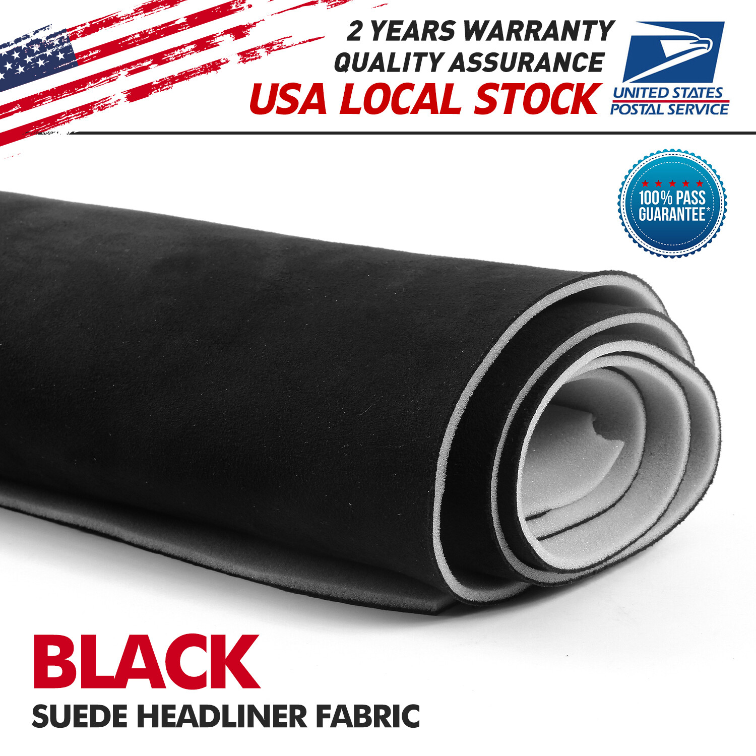 80"x60" Black Headliner Fabric Suede Pickup truck ceiling Liner Sag Upholstery