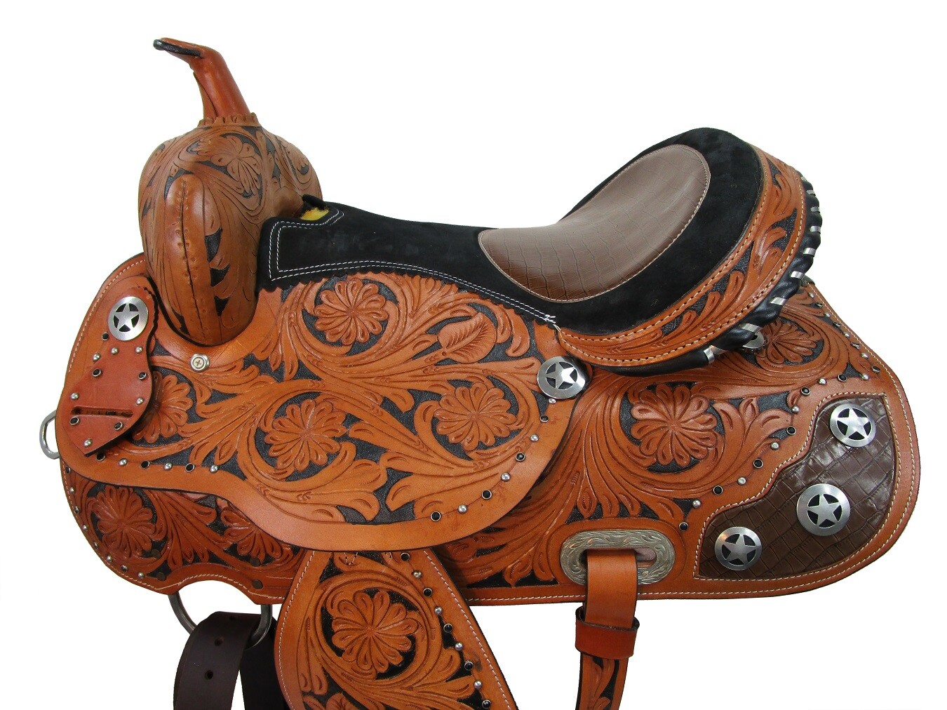 USED WESTERN BARREL SADDLE GATOR SHOW PLEASURE TRAIL HORSE TACK SET 15 16 17