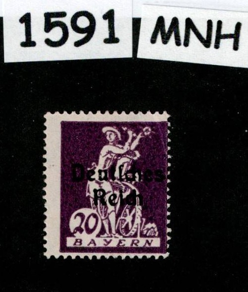 MNH stamp  Sc 259  German Republic Bavaria Bayern 1920 Overprint     #1591
