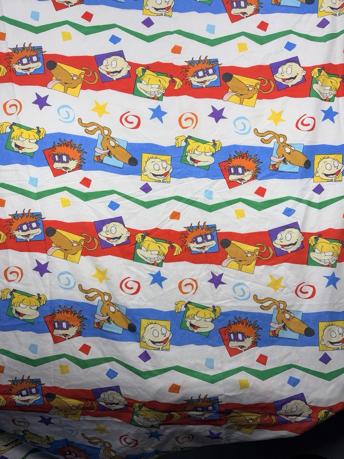 Vintage 1997 Springs Rugrats Cartoon Character Twin Size Flat Sheet Nickelodeon