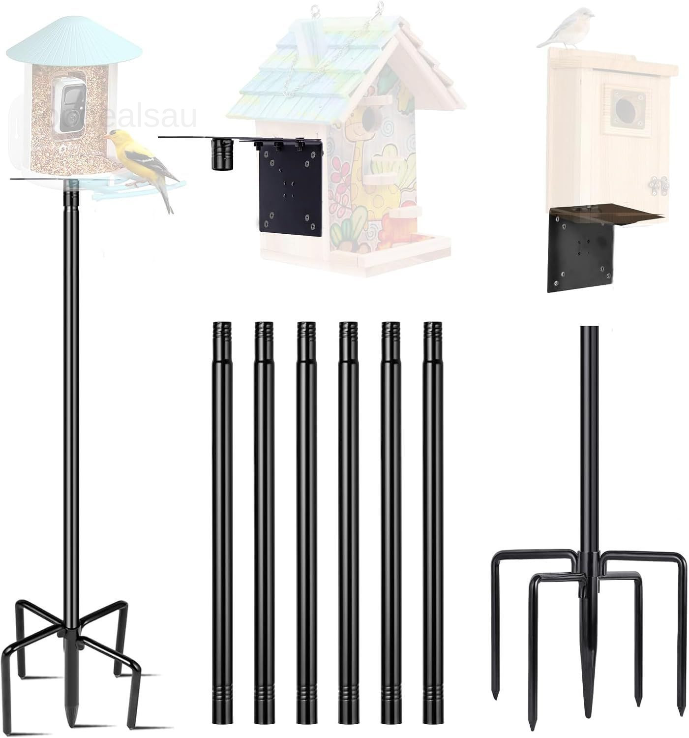 Bird Feeder Pole for Outdoor, 1 Pack 109 Inch House 109 Inch, Black