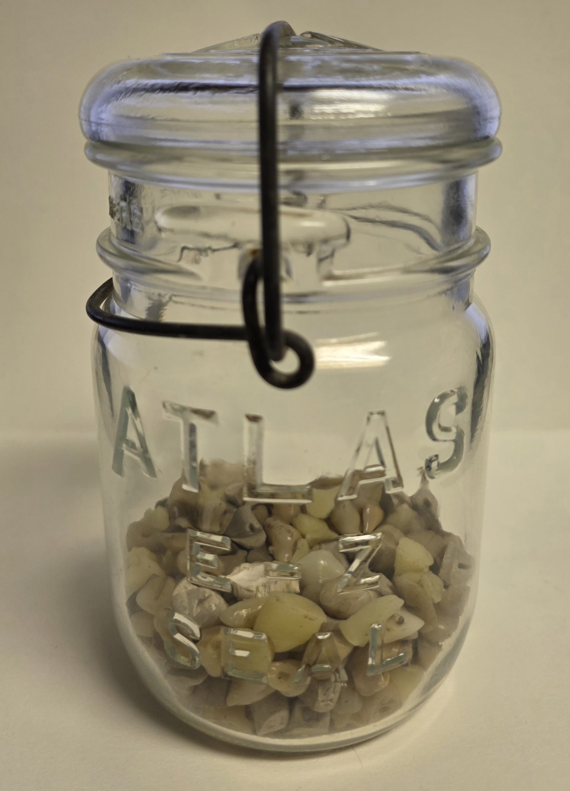 Oddity Atlas Jar Full of Fake Teeth - Ceramic, Plastic, Glass, Metal