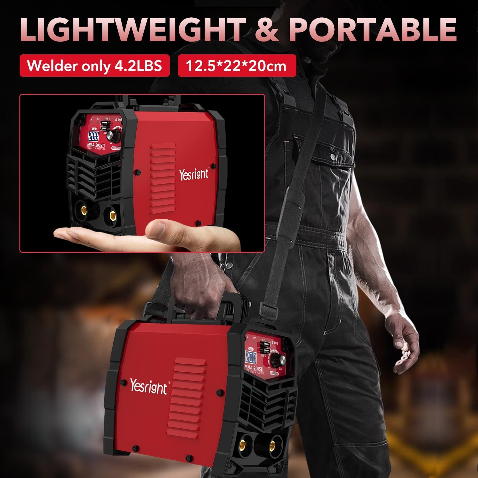 YesRight Portable Stick Welder Kit 200A, 110V IGBT Inverter Machine with Goggles