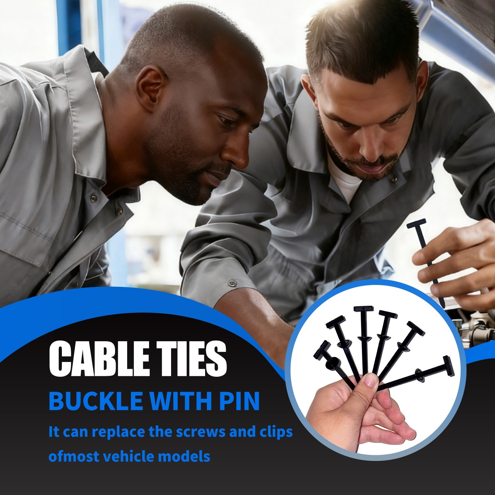 NEW 50PCS Nylon Universal Cable Tie Buckle+Self-Locking Nylon Zip Ties Holder