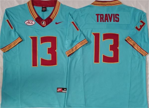 Florida State Seminoles #13 Jordan Travis Teal 2023 Stitched Jersey