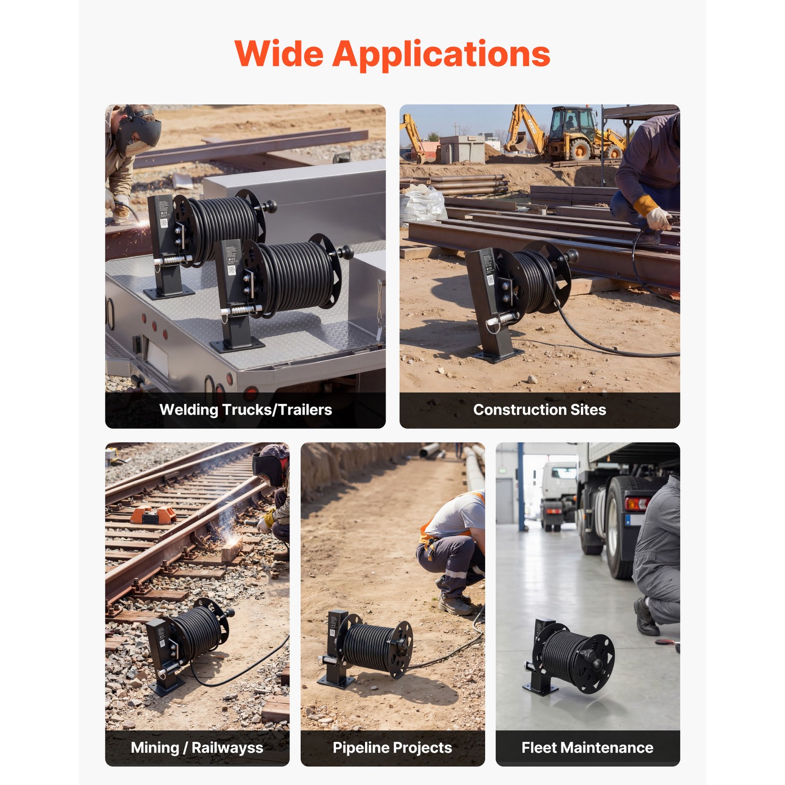 Uimoso 2PCS Heavy-Duty Welding Cable Reels for 150FT 1/0 & 125FT 2/0 Cables